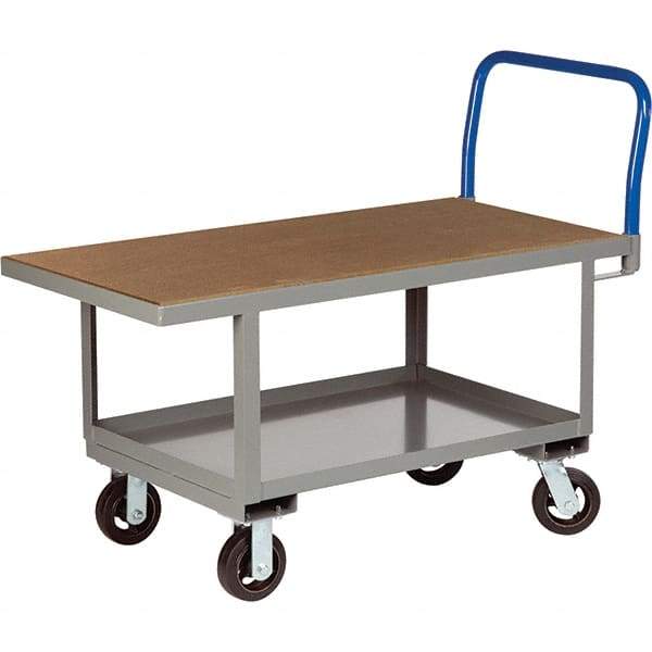Little Giant - 2,000 Lb Capacity Steel Platform Truck - Steel Deck, 30" OAW, 60" Platform Length, Mold On Rubber Casters - Apex Tool & Supply