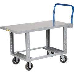 Little Giant - 2,000 Lb Capacity Steel Platform Truck - Steel Deck, 30" OAW, 48" Platform Length, Mold On Rubber Casters - Apex Tool & Supply