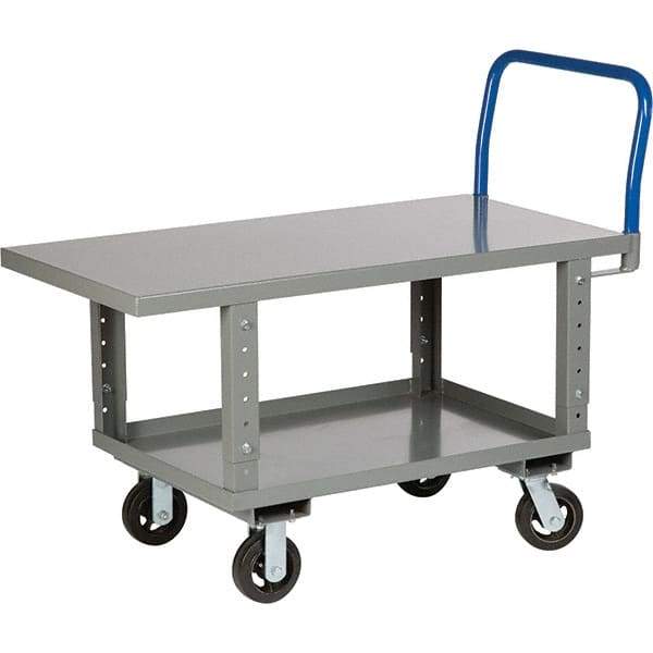 Little Giant - 2,000 Lb Capacity Steel Platform Truck - Steel Deck, 30" OAW, 49-1/2" Platform Length, Mold On Rubber Casters - Apex Tool & Supply