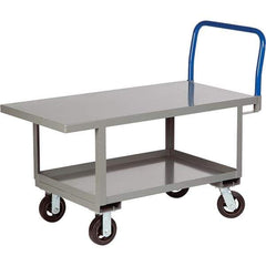 Little Giant - 2,000 Lb Capacity Steel Platform Truck - Steel Deck, 30" OAW, 48" Platform Length, Mold On Rubber Casters - Apex Tool & Supply