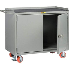 Little Giant - 3,600 Lb Capacity, 2 Door Mobile Service Bench - 41" Wide x 24" Deep x 43" High, Steel, Gray - Apex Tool & Supply
