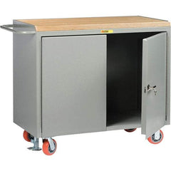 Little Giant - 3,600 Lb Capacity, 2 Door Mobile Service Bench - 41" Wide x 24" Deep x 43" High, Steel, Gray - Apex Tool & Supply