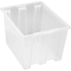 Quantum Storage - 65 Lb Load Capacity Clear Polypropylene Tote Container - Stacking, Nesting, 13" Long x 15-1/2" Wide x 19-1/2" High - Apex Tool & Supply