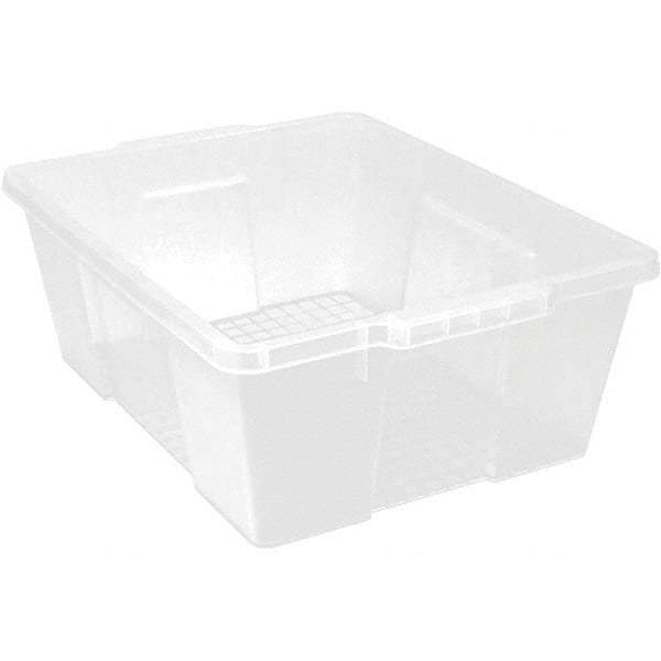 Quantum Storage - 50 Lb Load Capacity Clear Polypropylene Tote Container - Stacking, Nesting, 7.8" Long x 15.9" Wide x 21" High - Apex Tool & Supply