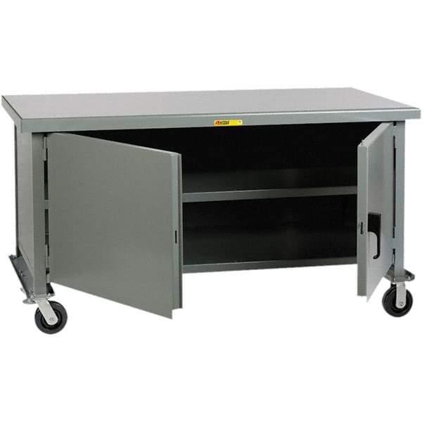 Little Giant - 1 Shelf Mobile Storage Cabinet - Steel, 72" Wide x 36" Deep x 37-1/2" High - Apex Tool & Supply
