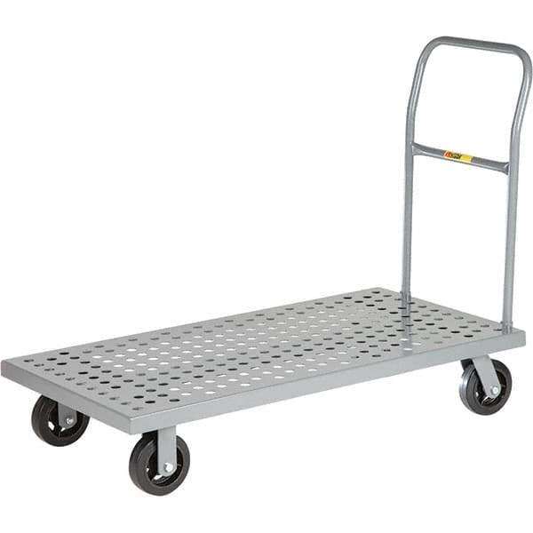 Little Giant - 1,600 Lb Capacity Steel Platform Truck - Steel Deck, 24" OAW, 36" Platform Length, Mold On Rubber Casters - Apex Tool & Supply
