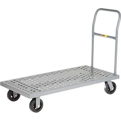 Little Giant - 1,600 Lb Capacity Steel Platform Truck - Steel Deck, 24" OAW, 36" Platform Length, Mold On Rubber Casters - Apex Tool & Supply