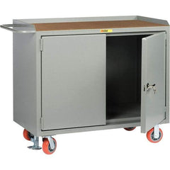 Little Giant - 3,600 Lb Capacity, 2 Door Mobile Service Bench - 41" Wide x 24" Deep x 43" High, Steel, Gray - Apex Tool & Supply