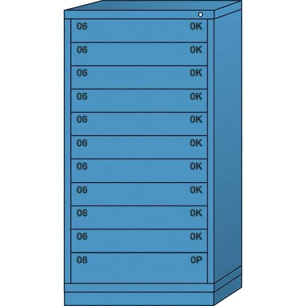 Lyon - 11 Drawer, Standard Eye-Level - Multiple Drawer Access Cabinet - Steel, 30" Wide x 28-1/4" Deep x 59-1/4" High, Wedgewood Blue - Apex Tool & Supply