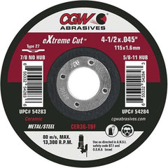 CGW Abrasives - Cutoff Wheels Tool Compatibility: Angle Grinders Wheel Diameter (Inch): 4-1/2 - Apex Tool & Supply
