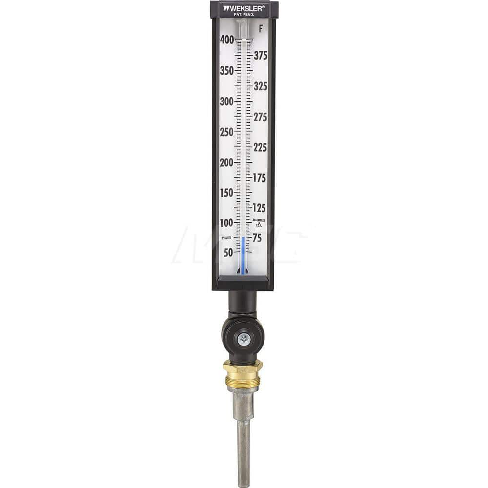 Glass Thermometers; Type: Column Thermometer; Immersion Length (mm): 6.0000; Stem Length (Inch): 6; Minimum Temperature (C): 10.00; Minimum Temperature (F): 50.000; Maximum Temperature (C): 204; Maximum Temperature (F): 400.000; Stem Length: 6; Immersion