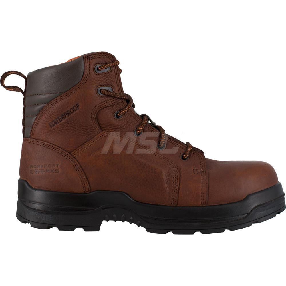 Work Boot: Size 7.5, 6″ High, Leather, Composite Toe Brown, Wide Width
