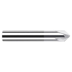 Chamfer Cutters - 0.3750″ (3/8″) Shank Diameter × 45° per side Carbide Flat Chamfer Cutter, 3 Flutes, TiB2 Coated - Exact Industrial Supply