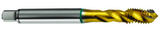12-24 2B 3-Flute Cobalt Green Ring Semi-Bottoming 40 degree Spiral Flute Tap-TiN - Apex Tool & Supply