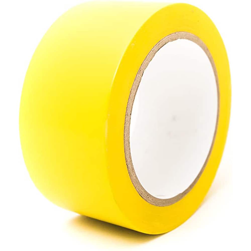 Floor & Aisle Marking Tape: 3″ Wide, 5 mil Thick, Rubber Yellow, Smooth Surface, Light-Duty