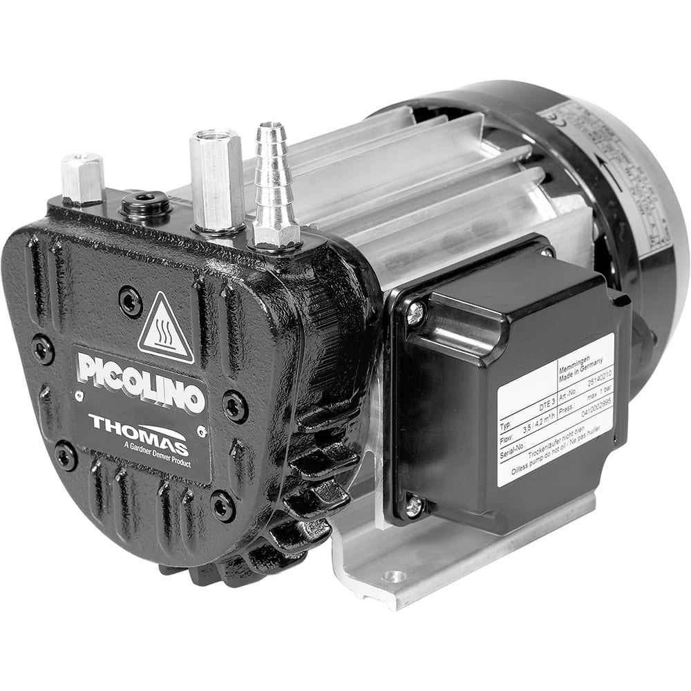 Thomas - Rotary Vane-Type Vacuum Pumps Voltage: 115 VAC Length (Decimal Inch): 8.2300 - Apex Tool & Supply
