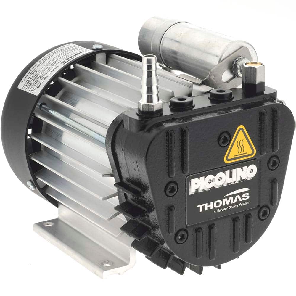 Thomas - Rotary Vane-Type Vacuum Pumps Voltage: 120 VAC Length (Decimal Inch): 8.2300 - Apex Tool & Supply