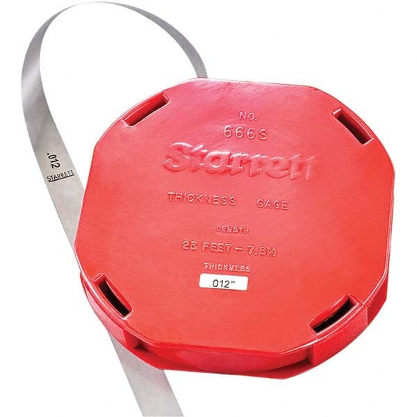 Starrett - Feeler Stock Rolls Thickness (Decimal Inch): 0.0120 Overall Length (Feet): 25.00 - Apex Tool & Supply