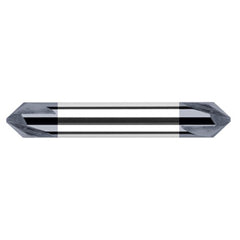Chamfer Cutters - 0.3125″ (5/16″) Shank Diameter × 45° per side Carbide Flat Chamfer Cutter DE, 3 Flutes, AlTiN Coated - Exact Industrial Supply