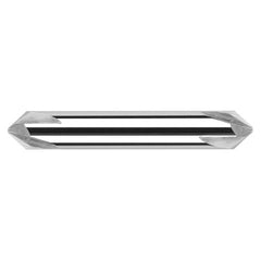 Chamfer Cutters - 0.1250″ (1/8″) Shank Diameter × 30° per side Carbide Pointed Chamfer Cutter DE, 2 Flutes - Exact Industrial Supply
