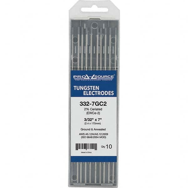 PRO-SOURCE - Tungsten Electrodes Type: 2% Cerialed Diameter (Inch): 3/32 - Apex Tool & Supply