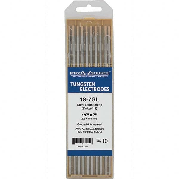 PRO-SOURCE - Tungsten Electrodes Type: 1.5% Lanthanated Diameter (Inch): 1/8 - Apex Tool & Supply