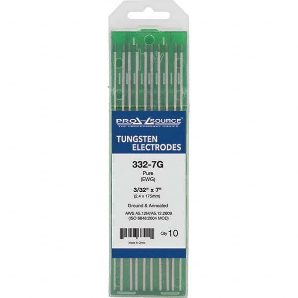PRO-SOURCE - Tungsten Electrodes Type: Pure Diameter (Inch): 3/32 - Apex Tool & Supply