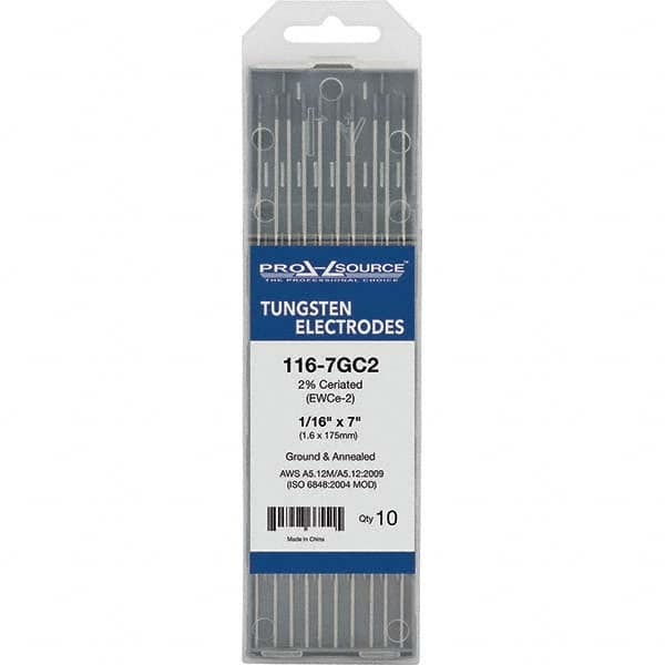 PRO-SOURCE - Tungsten Electrodes Type: 2% Cerialed Diameter (Inch): 1/16 - Apex Tool & Supply