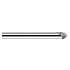 Chamfer Cutters - 0.3750″ (3/8″) Shank Diameter × 30° per side Carbide Pointed Chamfer Cutter DE, 2 Flutes - Exact Industrial Supply