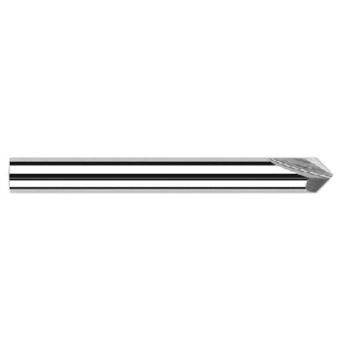 Chamfer Cutters - 0.3750″ (3/8″) Shank Diameter × 50° per side Carbide Pointed Chamfer Cutter, 2 Flutes - Exact Industrial Supply