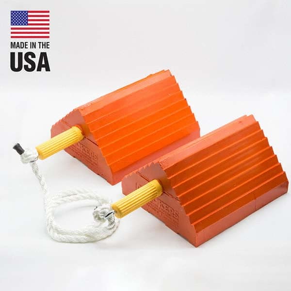 Checkers - 1 2-Piece 8-1/2" Wide x 5" High x 10" Deep Polyurethane Wheel Chock - Apex Tool & Supply