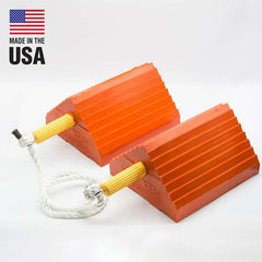 Checkers - 1 2-Piece 8-1/2" Wide x 5" High x 10" Deep Polyurethane Wheel Chock - Apex Tool & Supply
