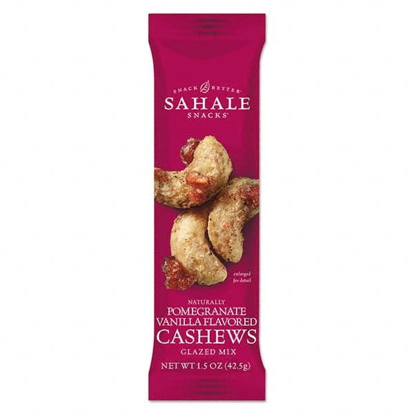 Sahale Snacks - Snacks, Cookies, Candy & Gum Breakroom Accessory Type: Nuts Breakroom Accessory Description: Glazed Mixes, Cashew Pom Vanilla, 1.5 oz, 18/Carton - Apex Tool & Supply