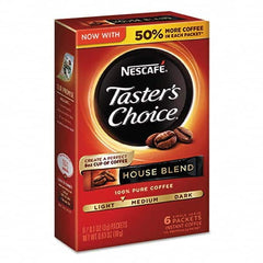 Nescafe - Coffee, Tea & Accessories Breakroom Accessory Type: Coffee Breakroom Accessory Description: Taster's Choice House Blend Instant Coffee, 0.1oz Stick, 6/Box, 12Box/Carton - Apex Tool & Supply