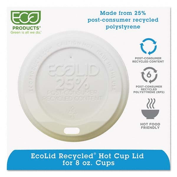 ECO PRODUCTS - EcoLid 25% Recy Content Hot Cup Lid, White, Fits 8 oz Hot Cups, 100/PK, 10 PK/CT - Apex Tool & Supply