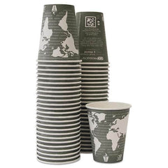 ECO PRODUCTS - World Art Renewable/Compostable Hot Cups, 12 oz, Gray, 50/Pack,10 Pack/Carton - Apex Tool & Supply