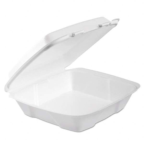DART - Foam Hinged Lid Container, 1-Comp, 9 x 9 2/5 x 3, White, 100/Bag, 2 Bag/Carton - Apex Tool & Supply