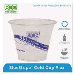 ECO PRODUCTS - BlueStripe 25% Recycled Content Cold Cups, 9 oz, Clear/Blue, 50/Pk, 20 Pk/Ct - Apex Tool & Supply