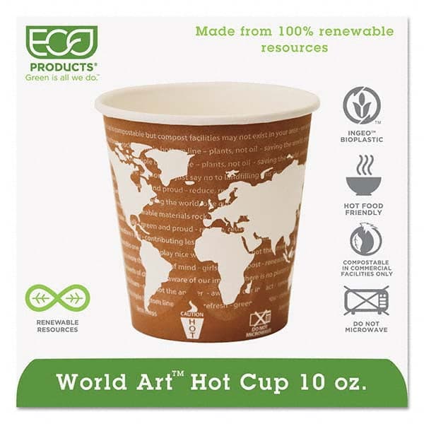 ECO PRODUCTS - World Art Renewable Compostable Hot Cups, 10 oz, 50/PK, 20 PK/CT - Apex Tool & Supply