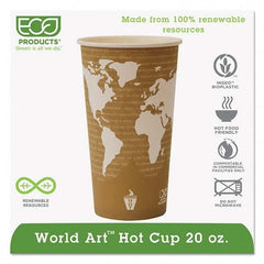 ECO PRODUCTS - World Art Renewable Compostable Hot Cups, 20 oz, 50/PK, 20 PK/CT - Apex Tool & Supply