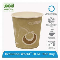 ECO PRODUCTS - Evolution World 24% Recycled Content Hot Cups - 10 oz, 50/PK, 20 PK/CT - Apex Tool & Supply