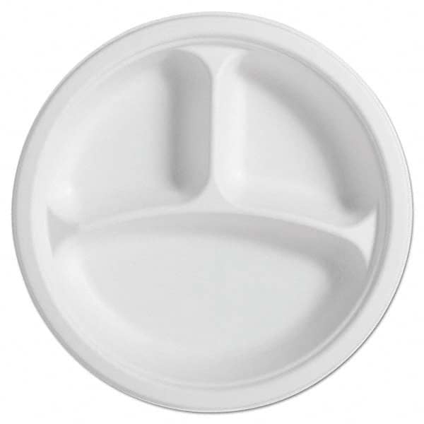 Chinet - PaperPro Naturals Fiber Round Plates, 3-Comp, 10-1/4", Natural, 125/PK, 4 PK/CT - Apex Tool & Supply