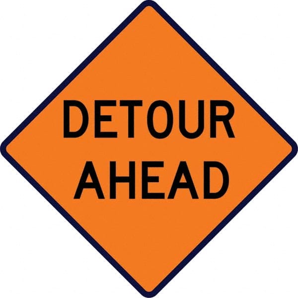 VizCon - "Detour Ahead," 36" Wide x 36" High Vinyl Construction Roadway Sign - Apex Tool & Supply