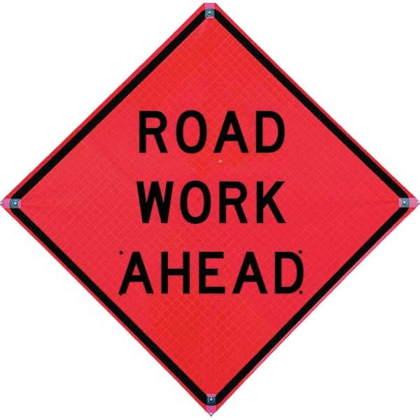VizCon - "Utility Work Ahead," 36" Wide x 36" High Vinyl Construction Roadway Sign - Apex Tool & Supply