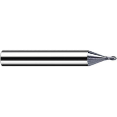 Fraisa - 0.2mm Diam, 0.2mm LOC, 2 Flute Solid Carbide Ball End Mill - Apex Tool & Supply