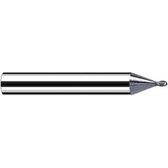 Fraisa - 0.6mm Diam, 0.6mm LOC, 2 Flute Solid Carbide Ball End Mill - Apex Tool & Supply