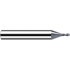 Fraisa - 1.2mm Diam, 1.2mm LOC, 2 Flute Solid Carbide Ball End Mill - Apex Tool & Supply