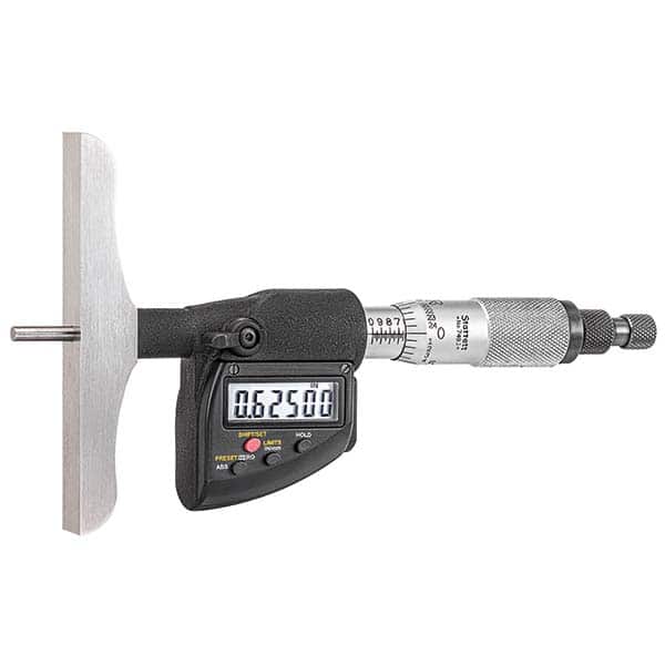 Starrett - Electronic Depth Micrometers Minimum Measurement (mm): 0.00 Minimum Measurement (Decimal Inch): 0.00 - Apex Tool & Supply