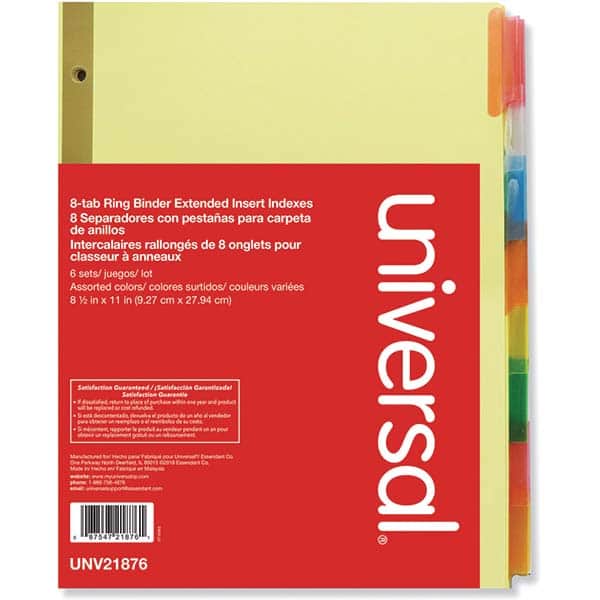 UNIVERSAL - Tabs, Indexes & Dividers Indexes & Divider Type: Customizable Size: 8-1/2 x 11 - Apex Tool & Supply