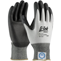 ‎19-D324/M Coated Gloves - G-Tek 3GX Dyneema Diamond - 13G White Shell - Black PU Smooth Grip - A2 - Exact Industrial Supply